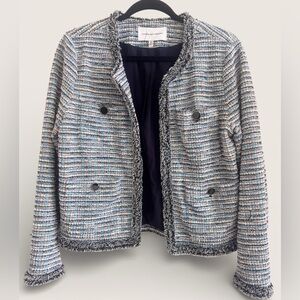 cupcakes & cashmere Blue and Gray Tweed Blazer, Size S